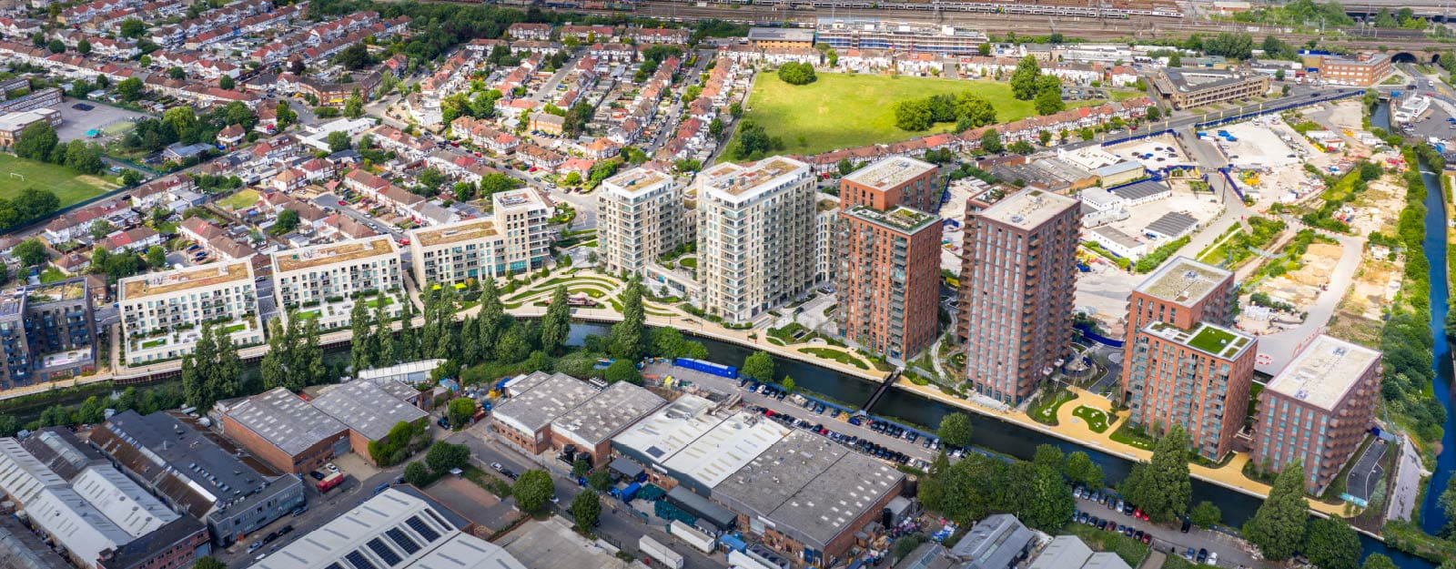 An aerial photograph of the Grand Union development so far
