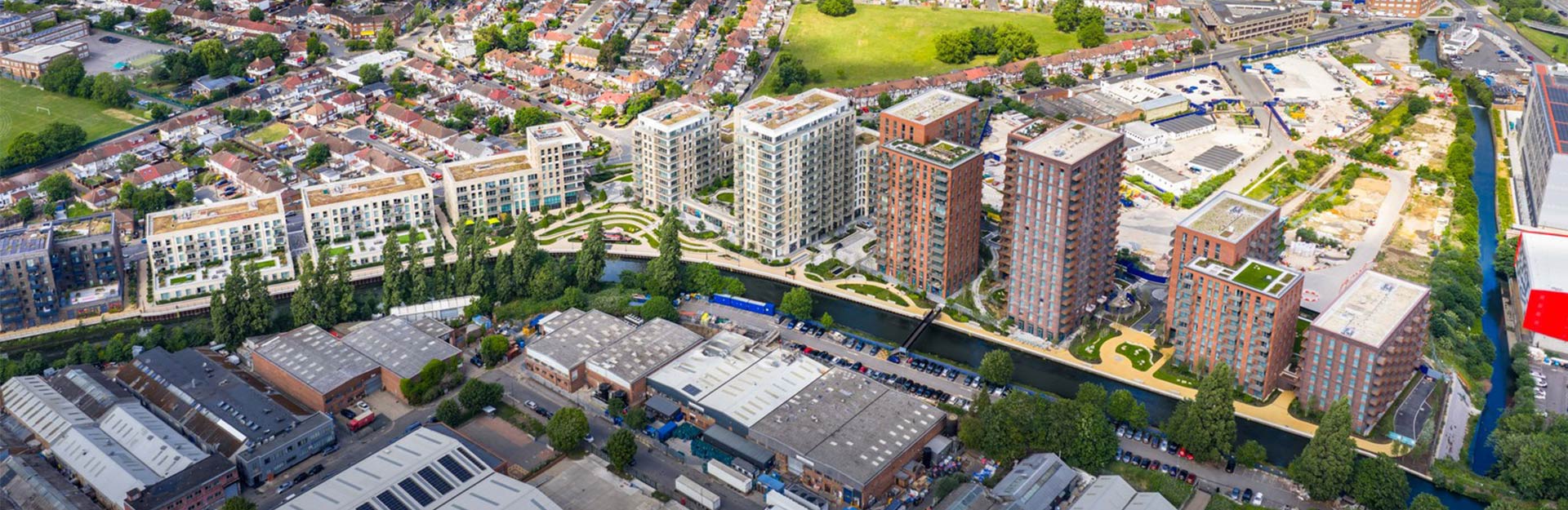 An aerial photograph of the Grand Union development 